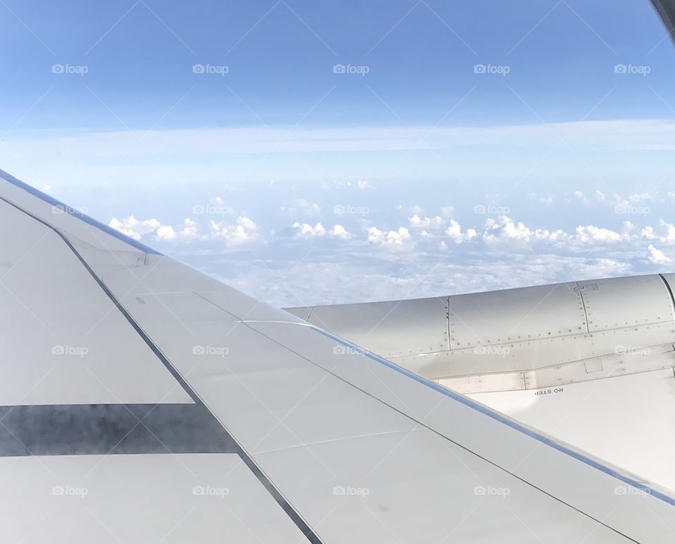 View of clouds from the airplane 