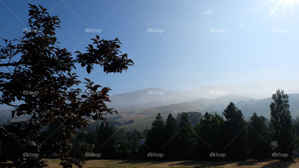 Foggy hills in a distance