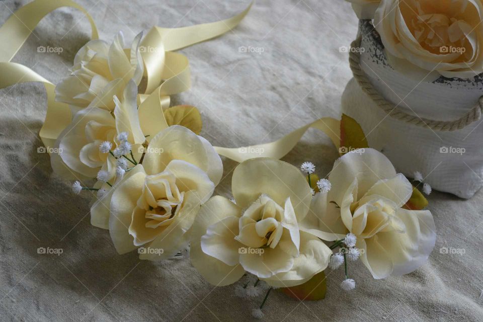 Yellow flowers with ribbon
