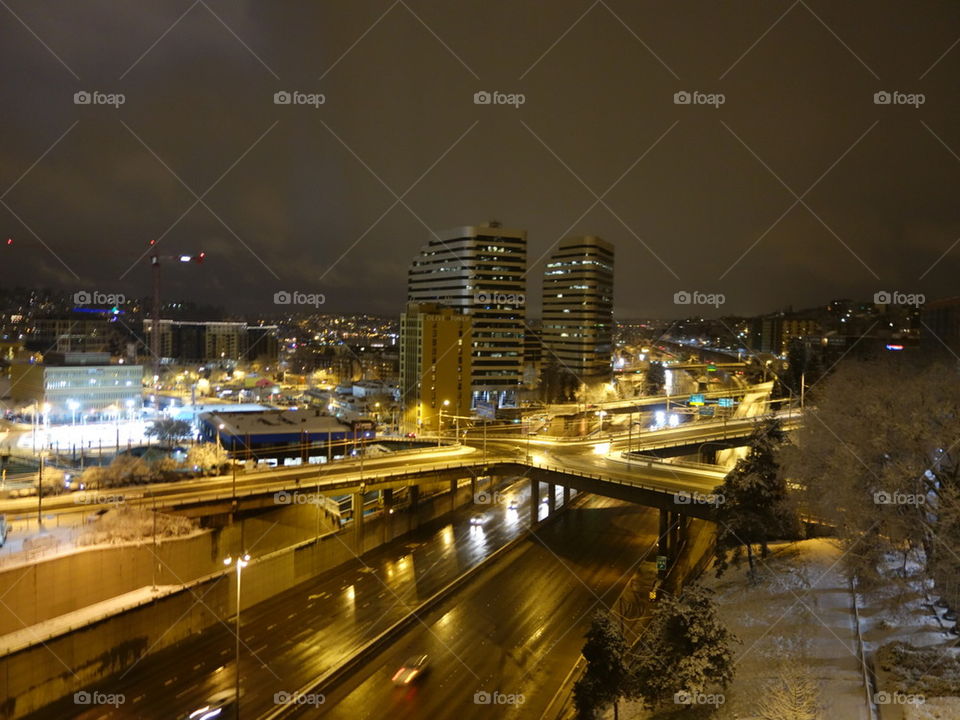 downtown Seattle at night