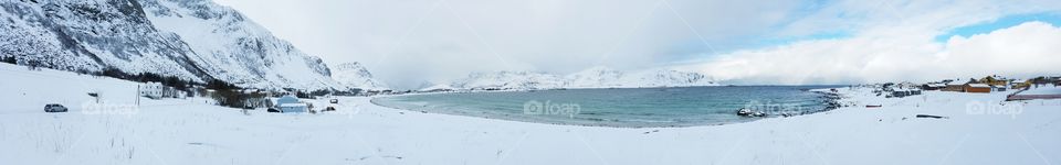 Panoramic winter beach views