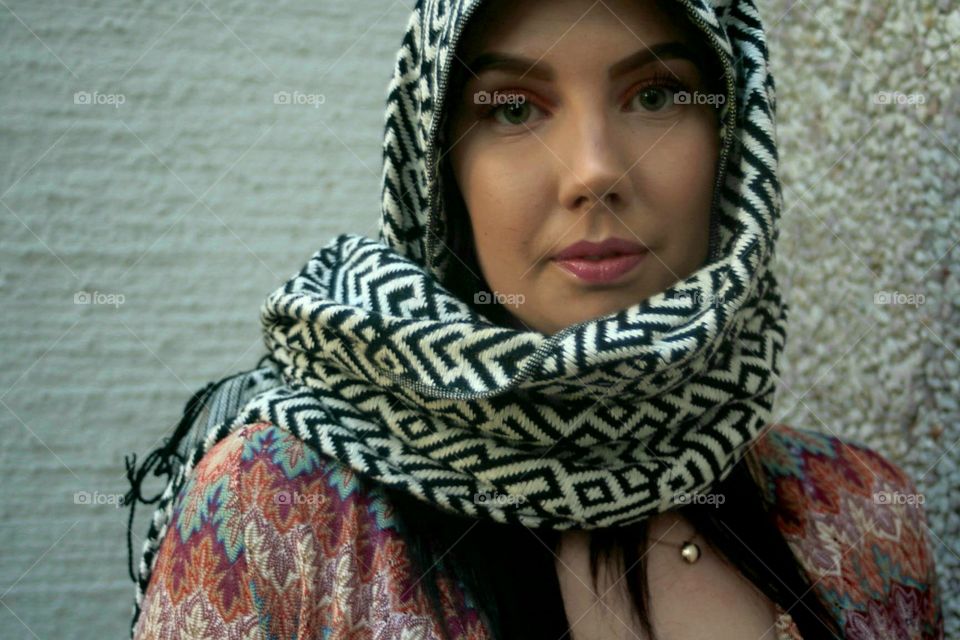 Beutiful woman with scarf