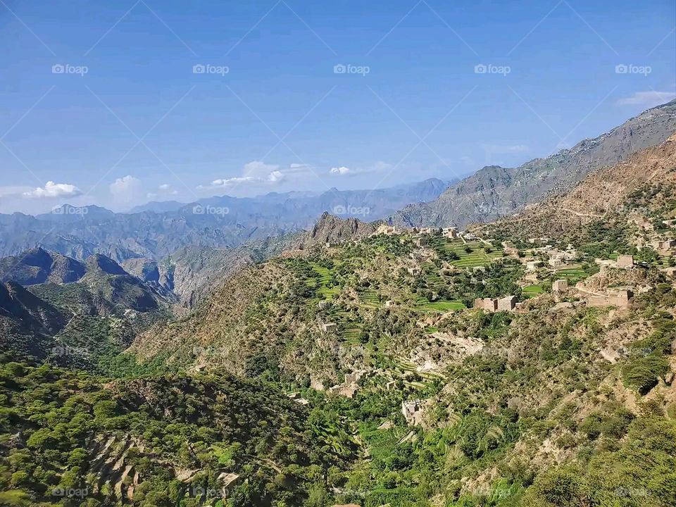 Glory be to God, the magnificent and picturesque view and the natural green trees are a view that is nothing more wonderful than it