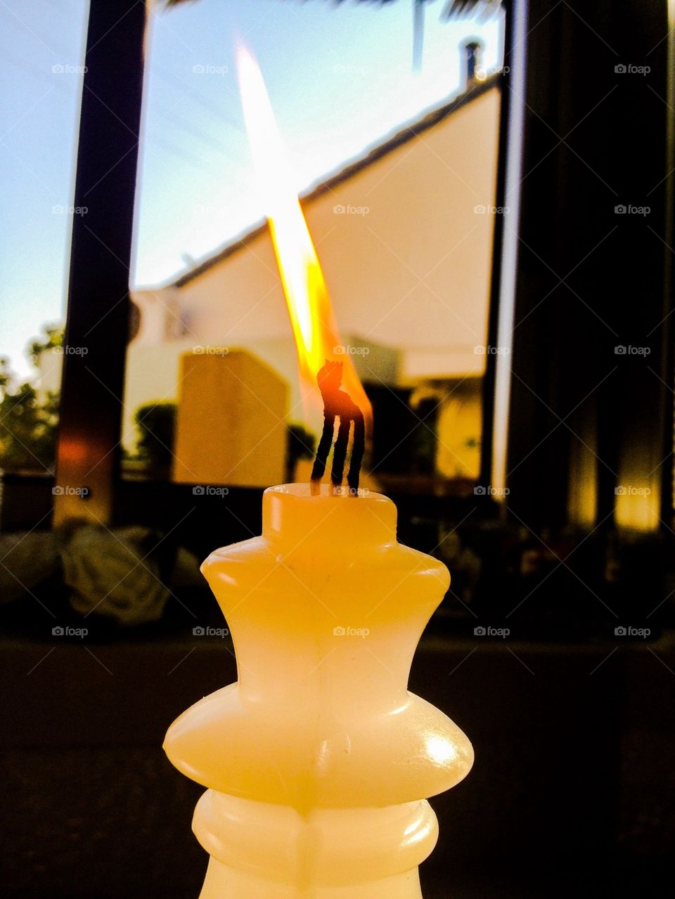 High angle view of candle