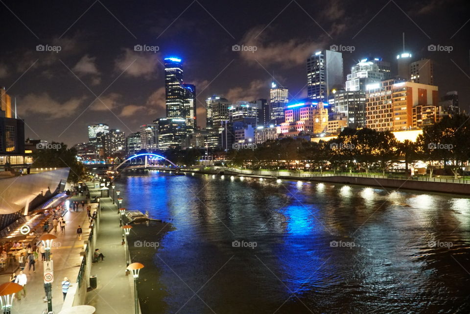 Southbank by night. Melbourne Victoria, Australia