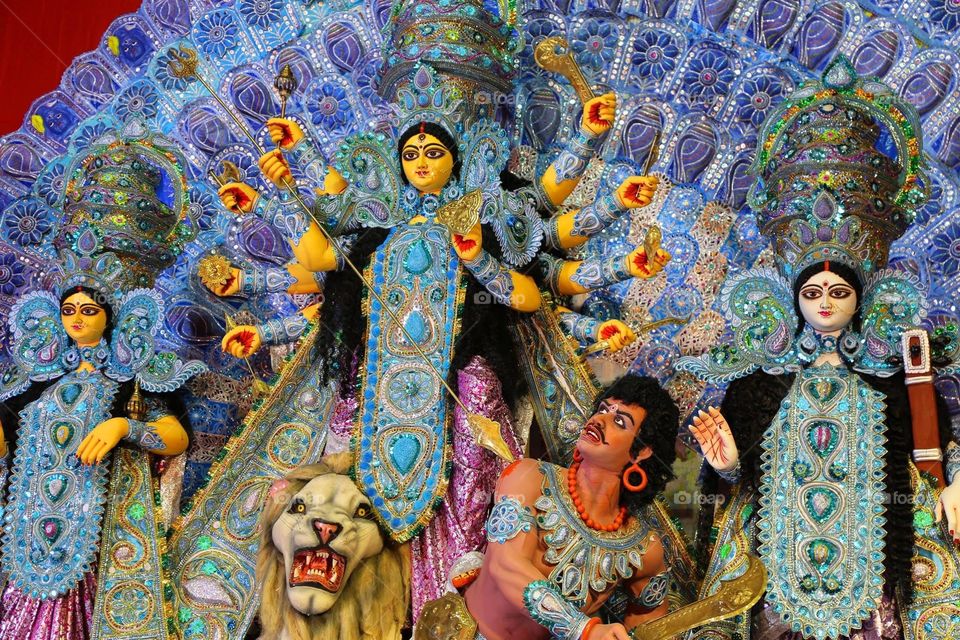 Durga puja pandal. Durga puja idol