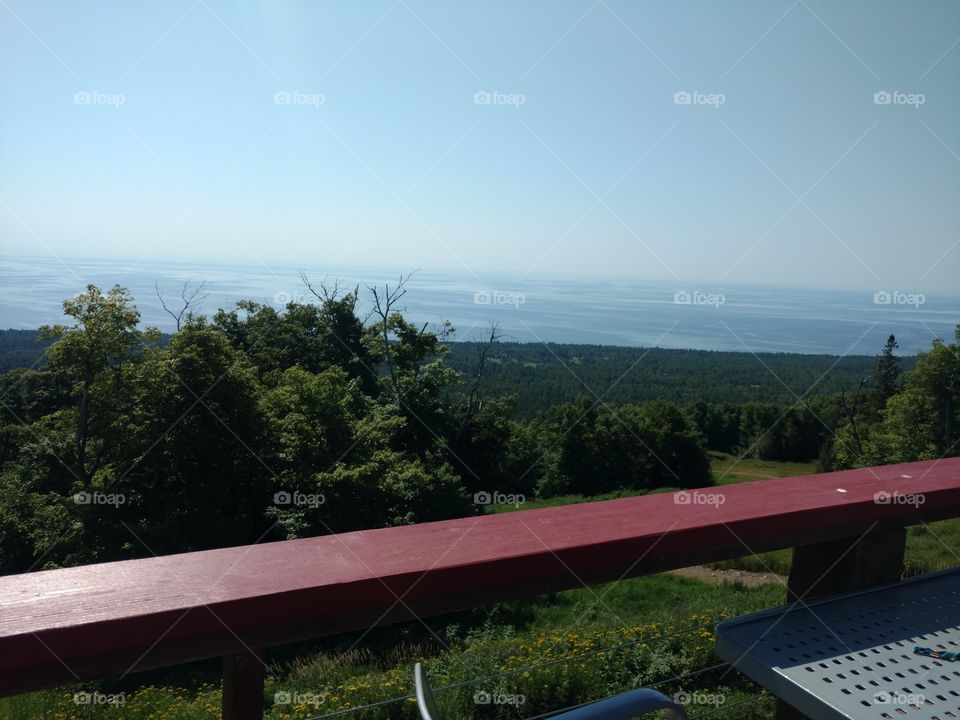top of mountain View of Lake Superior and the sky