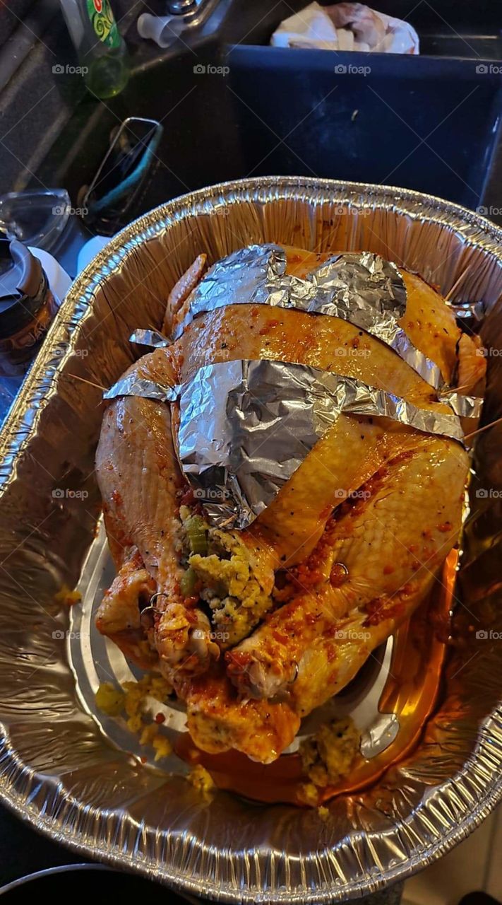 Turkey Roasting in a Foil Bikini