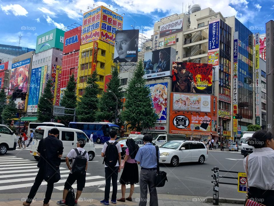 A street corner in Akihabara, Tokyo. 