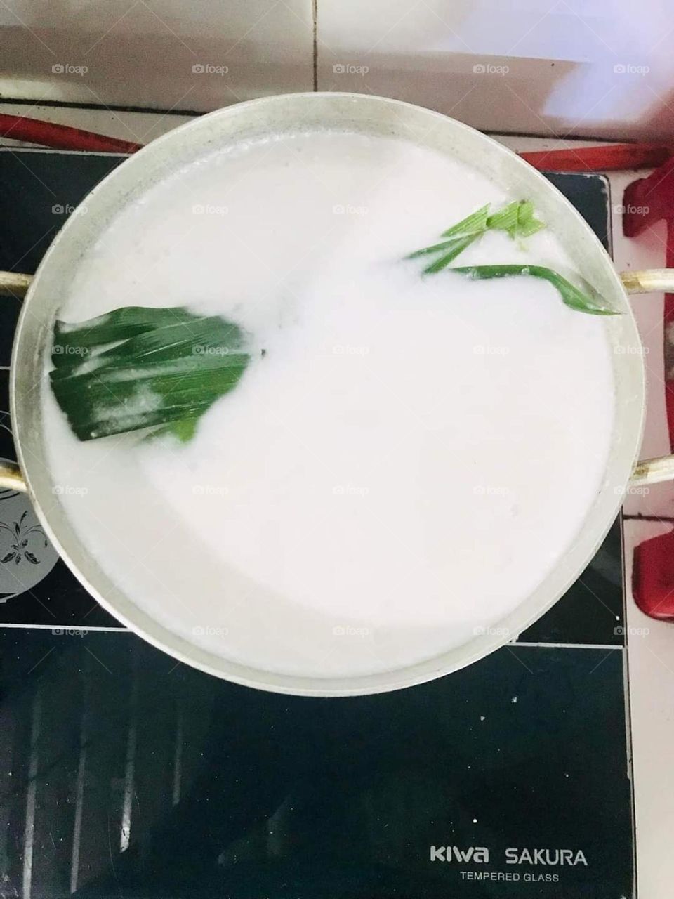 Nước cốt dừa ăn bánh bò.