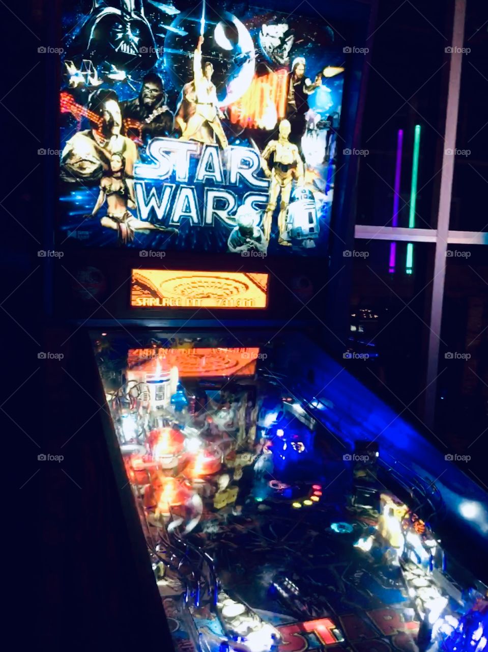 Joysticks retro arcade and bar Star Wars pinball machine 