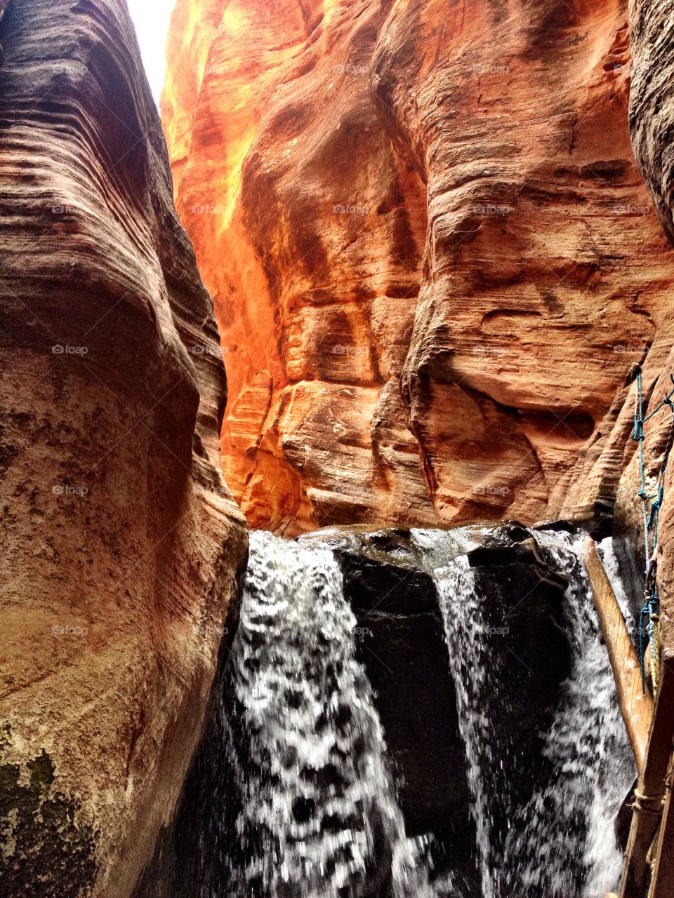 Waterfall in a slot canyon 