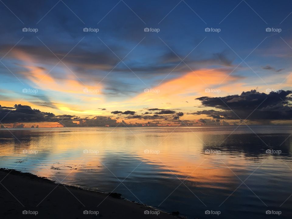Sunset reflecting over the Pacific Ocean, Saipan