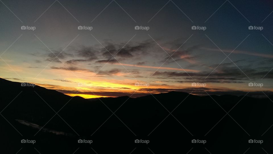 Panoramic view of mountain during sunset