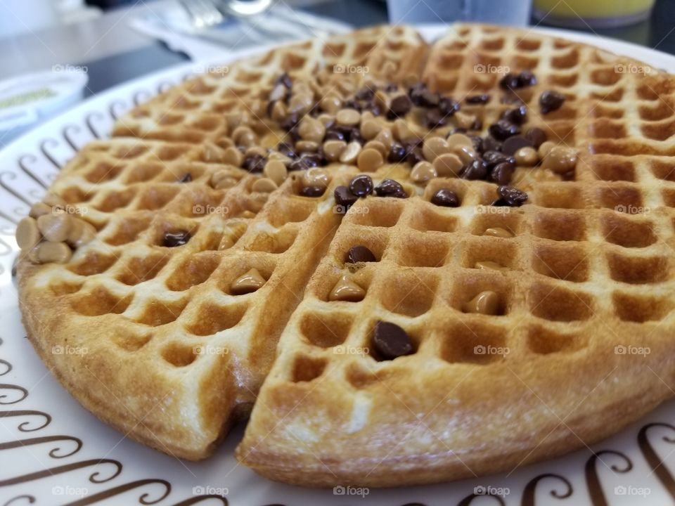 Peanut Butter and Chocolate Chip waffle