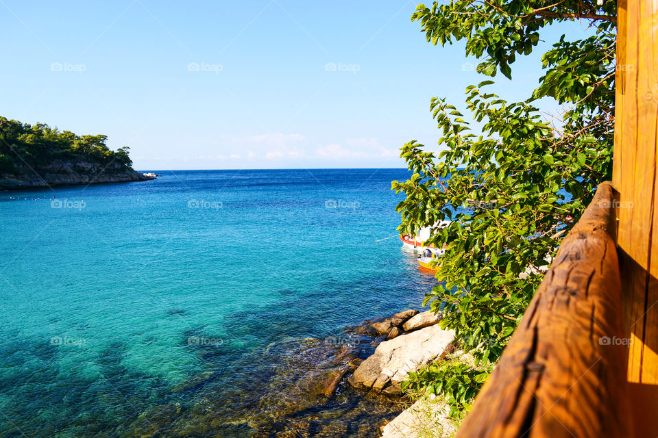 Panoramic seaview from a terrace in Ailiki, Thassos Greece