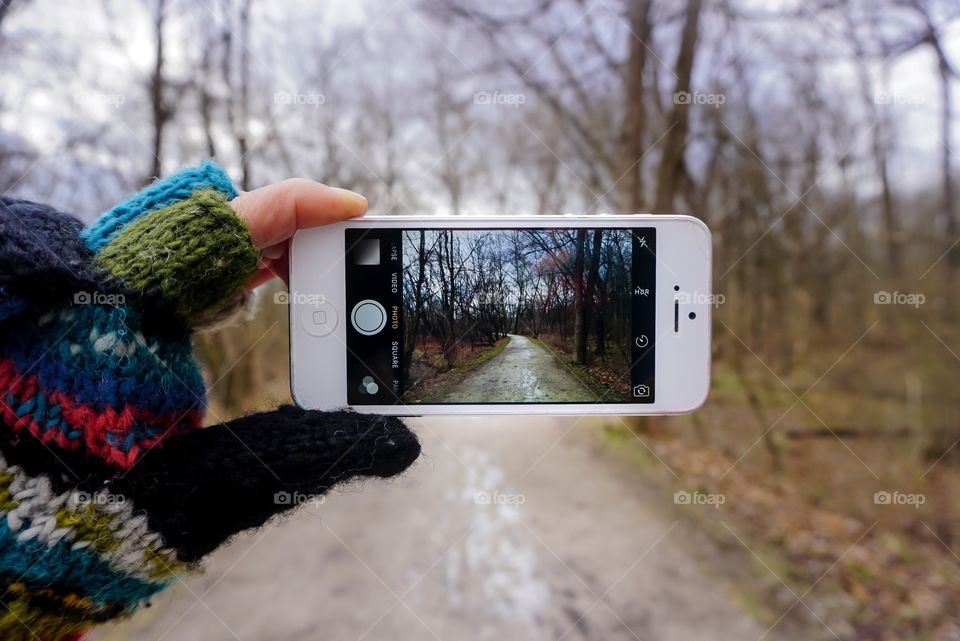 Photographer in the woods