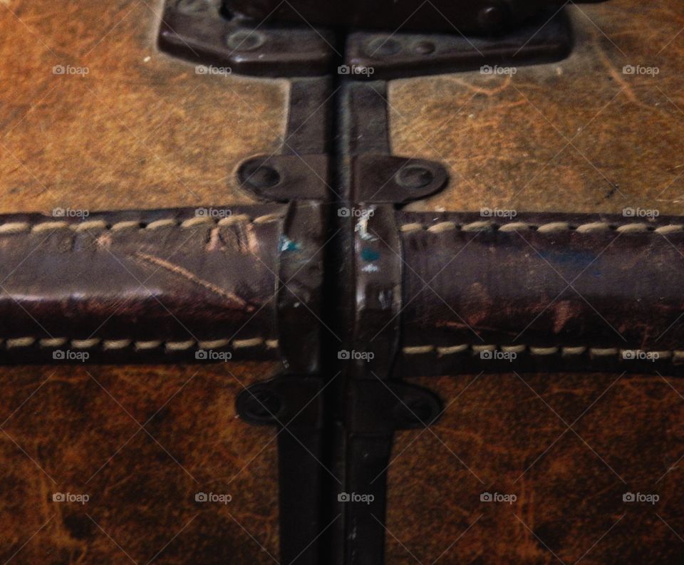 antique brown leather trunk