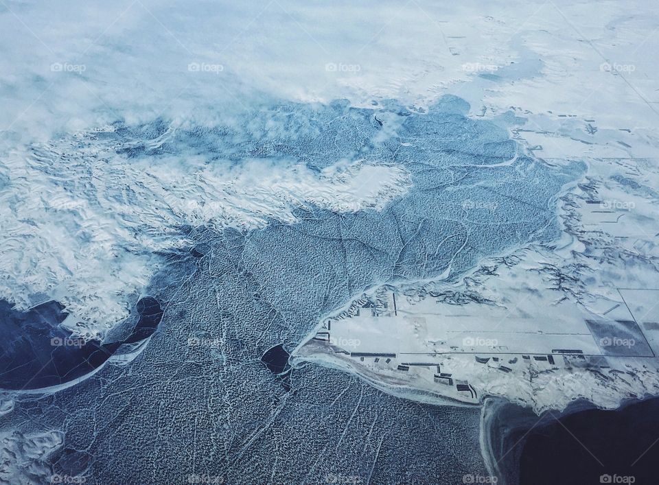 View of land from an airplane window