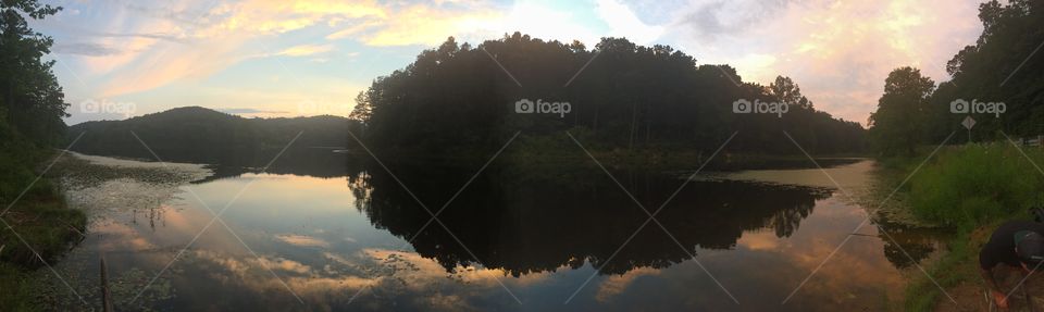 Lake reflection panorama. Lake Hope. 