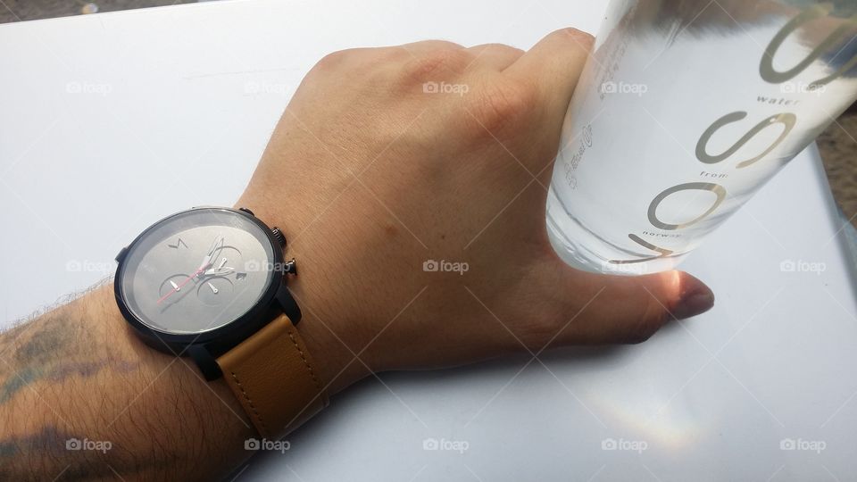 Watch and mineral water
