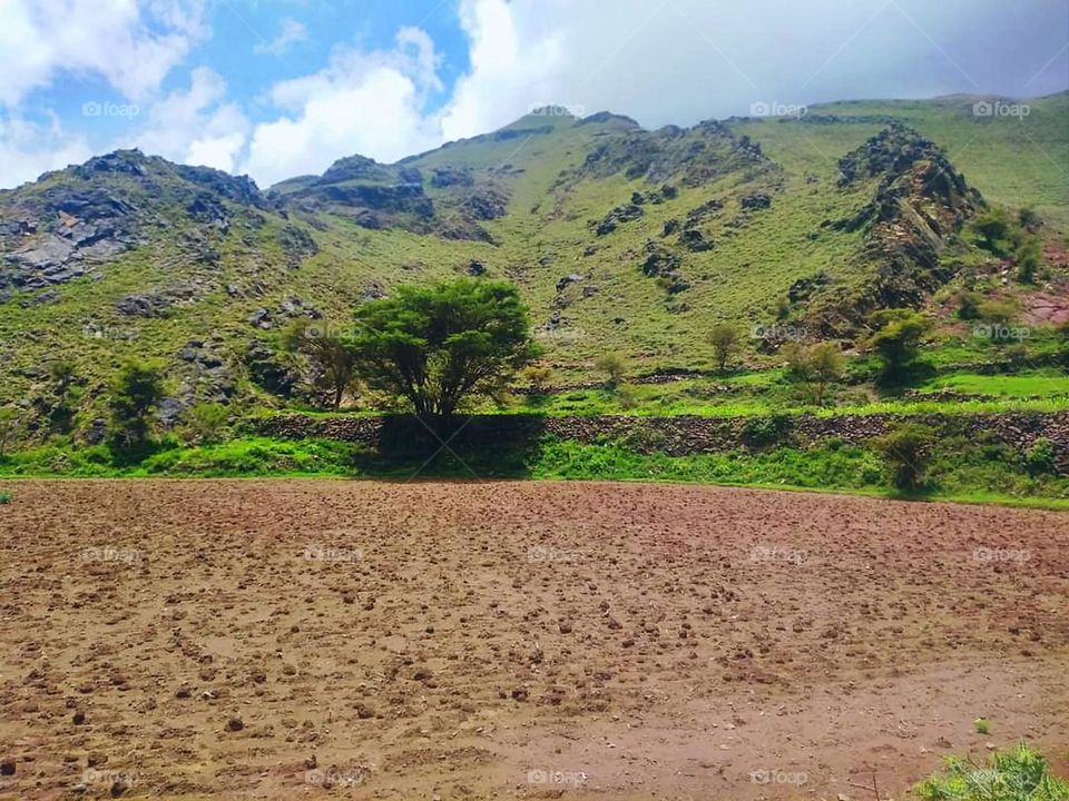 Glory be to God, the magnificent and picturesque view and the natural green trees are a view that is nothing more wonderful than it