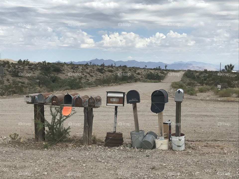 A dusty road from Vegas to Nowhere... postboxes