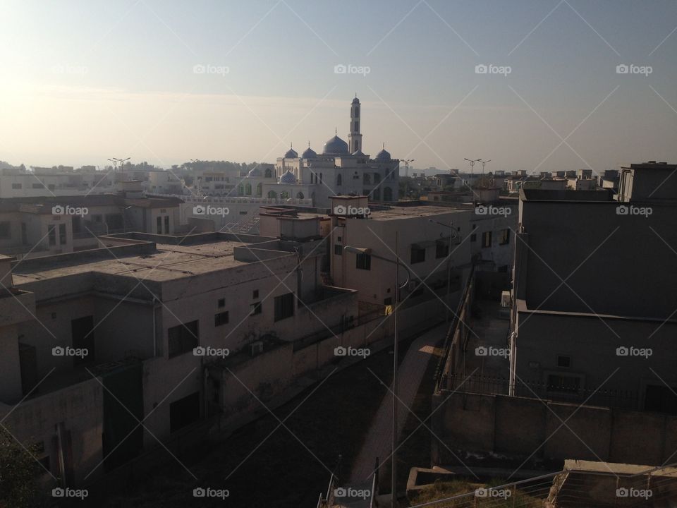 Beautiful view of Mosque on rooftop in Pakistan, South Asia