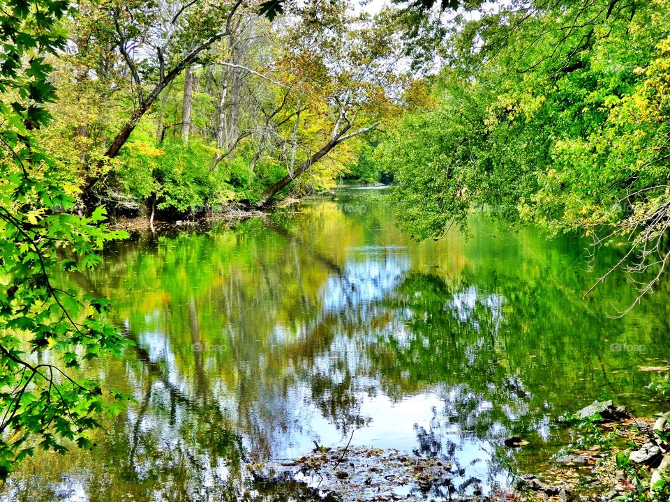 Fall on the river in Indiana. 