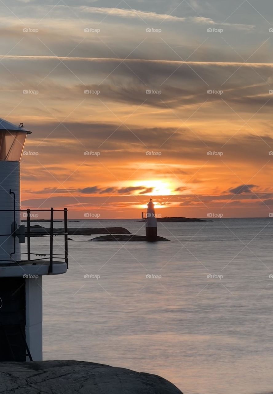 Lighthouses at sunset 