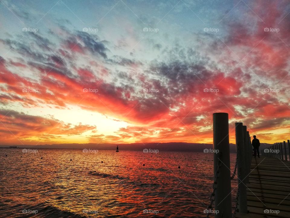 sunset in Aquaba on the Red Sea (Jordan)