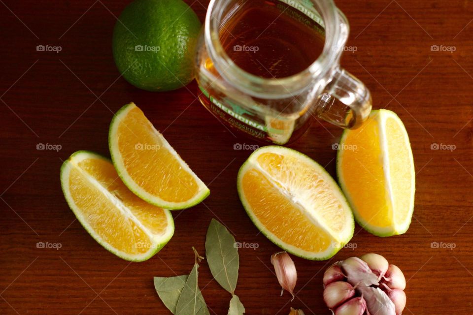 homemade orange, lemon and garlic tea
