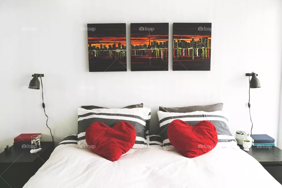 bedroom with heat pillows