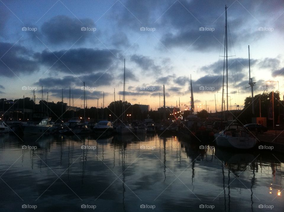 Water, Pier, Reflection, Sunset, Harbor