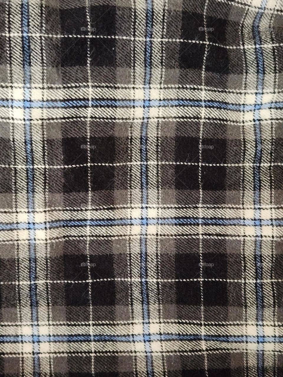 plaid pattern black white and blue lines flannel fabric square