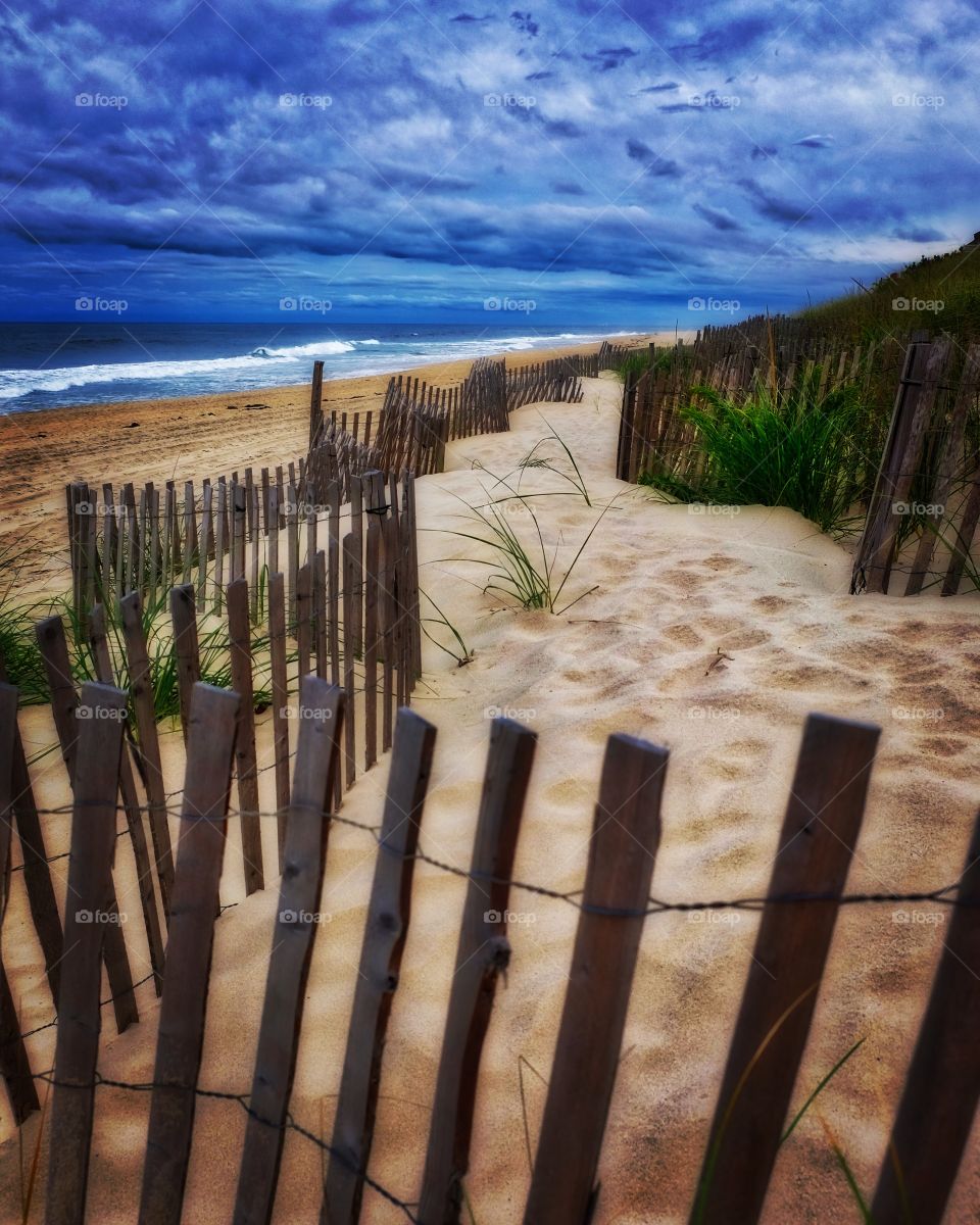 Iconic Beach Scene From East Hamptons, Hamptons Beach Landscape, Fences On Hamptons Beach, Oceanside Landscape, Mornings On The Beach, Memories Of Summer
