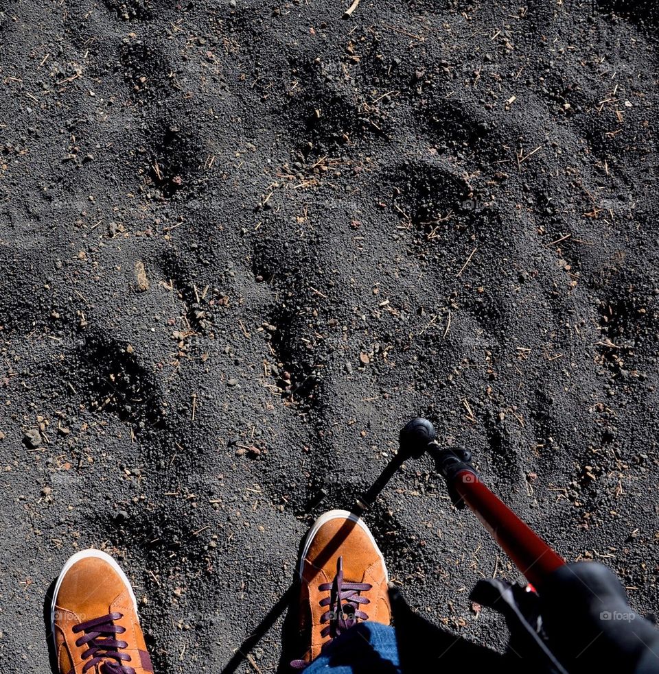 Hiking in lava field