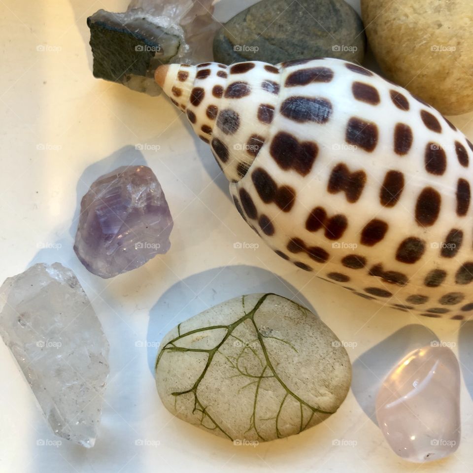 Shells, crystals and stones
