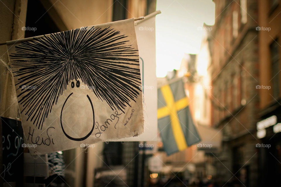 sweden stockholm flag old town by bussardel