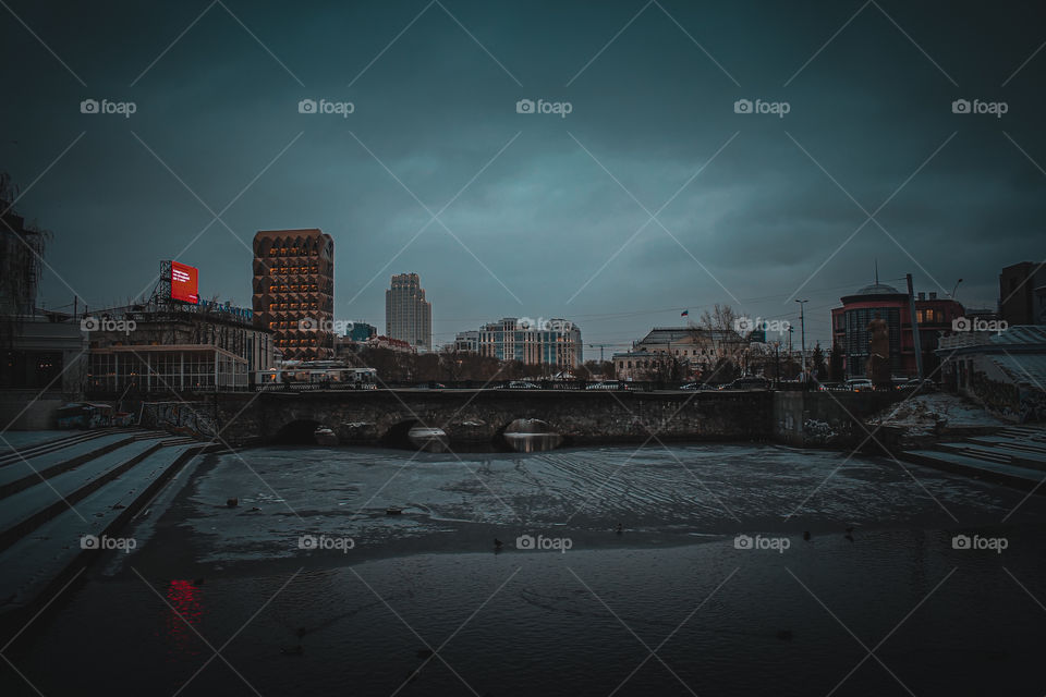 City center.  A dam in the heart.