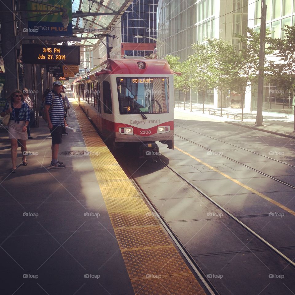 Waiting for the train in Calgary! 