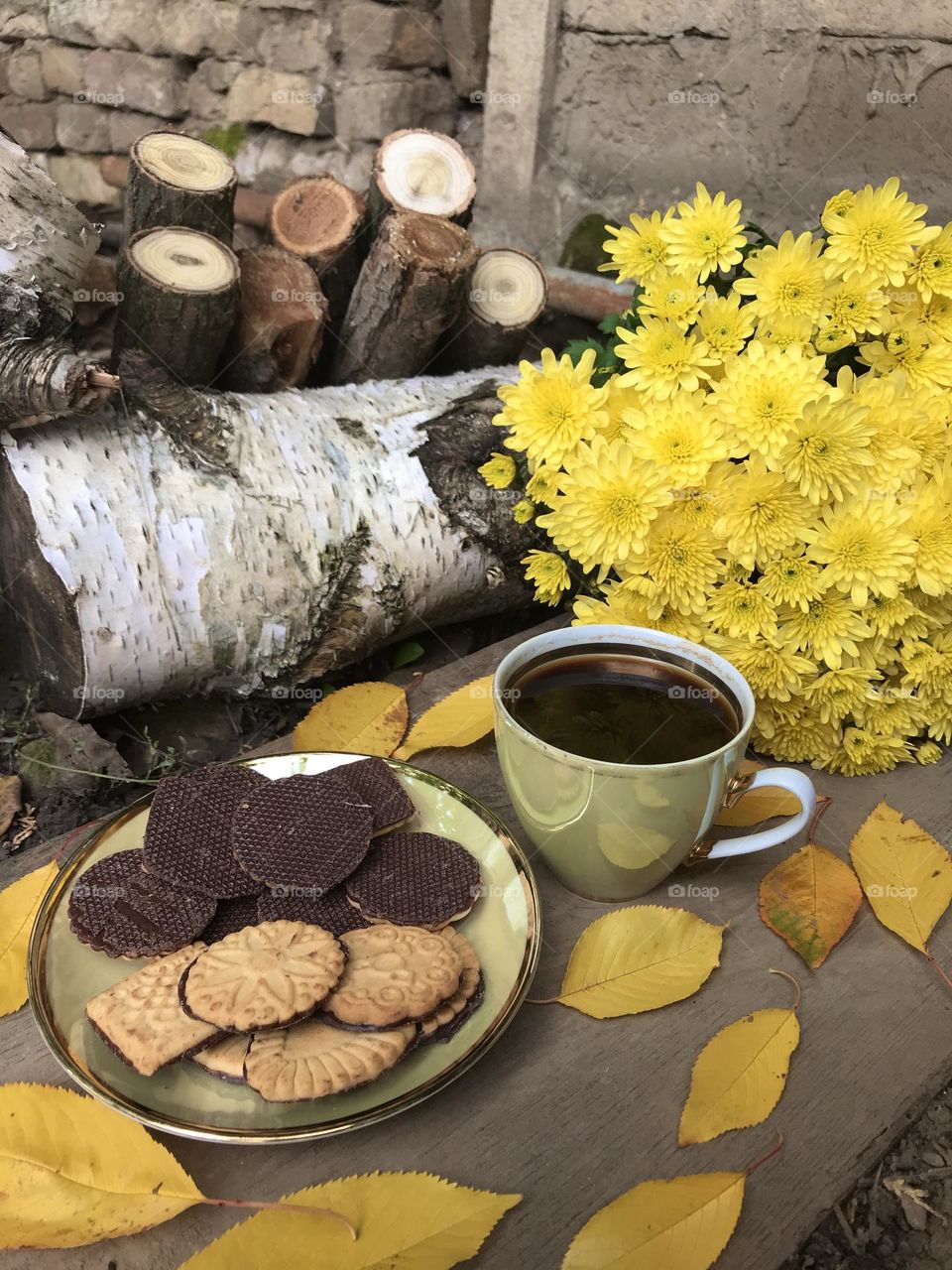 Coffee and some cookies in the fall