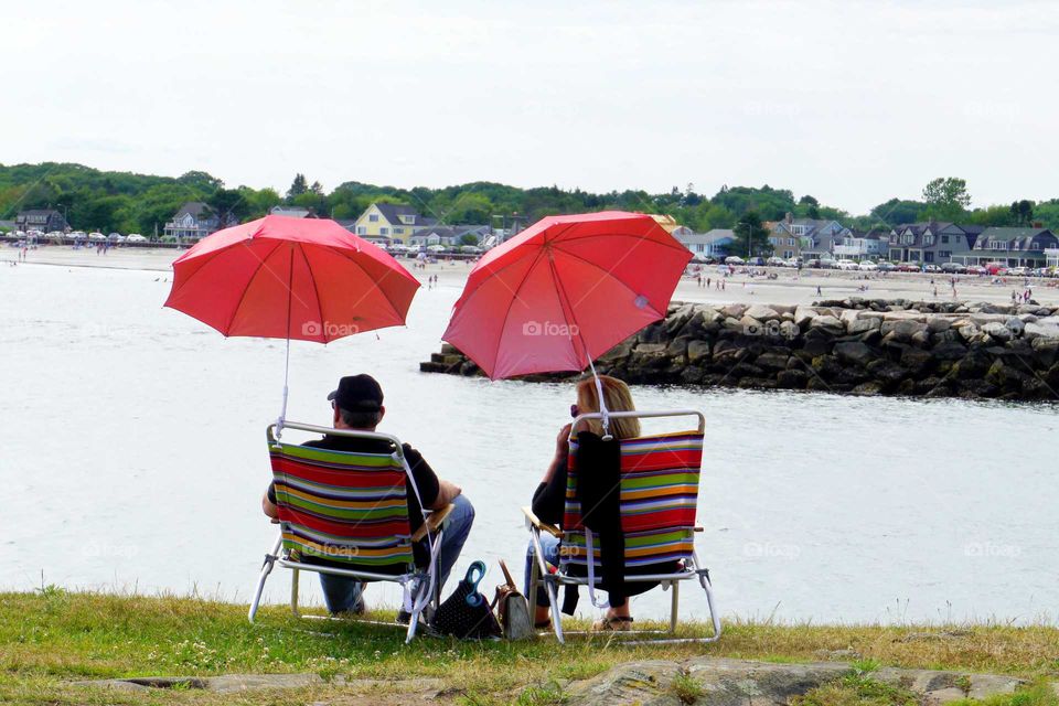 Couple relaxing at the beach