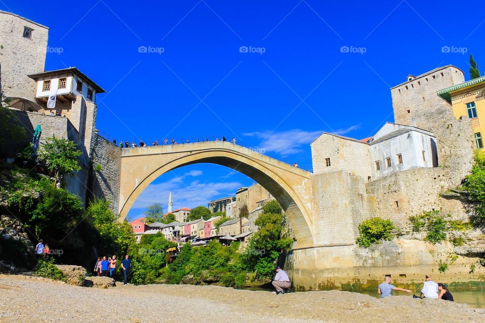 The bridge of Mostar, Bosnia. The old bridge over river in Mostar, Bosnia