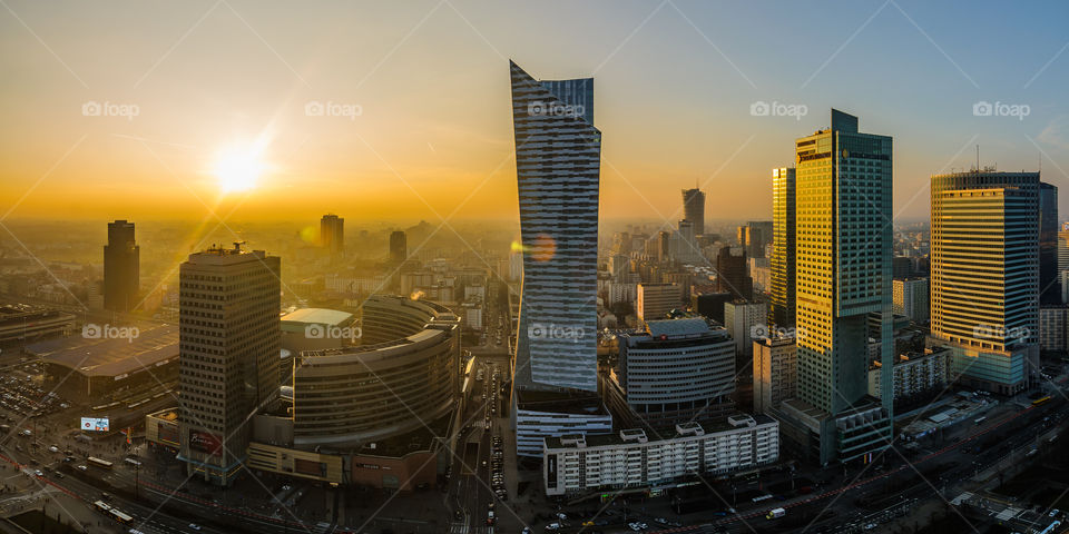panoramic view of Warsaw from a tower of the palace of science and culture