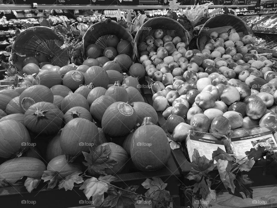 Produce section of a grocery market.