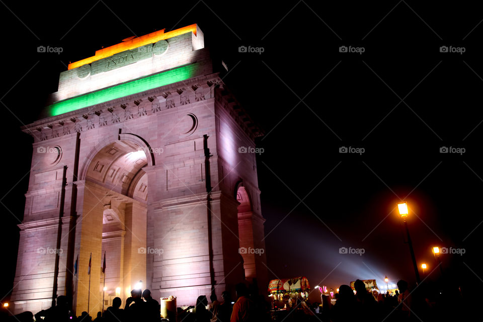 The iconic India Gate. Located in New Delhi was built commemorate of Indian soldiers who laid their lives during First World War.