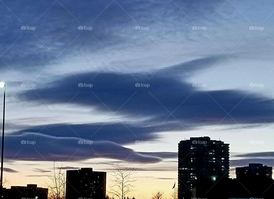 Dolphin looking clouds on the evening sky