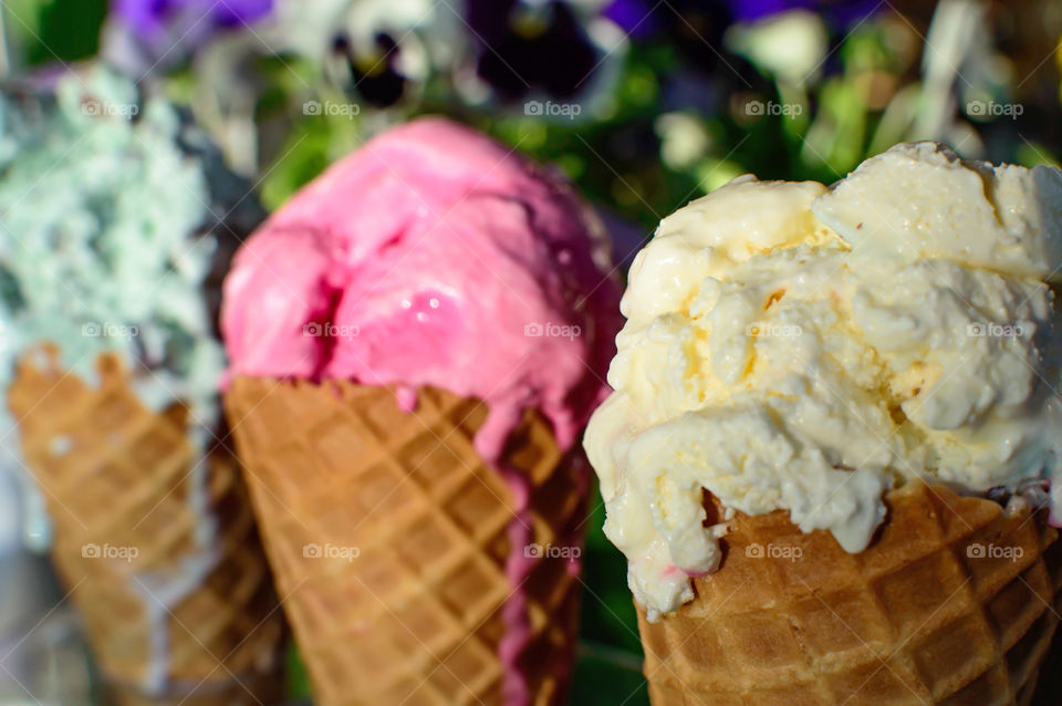 Close-up of ice cream cones