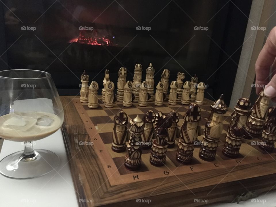 Ready for playing chess during evening time